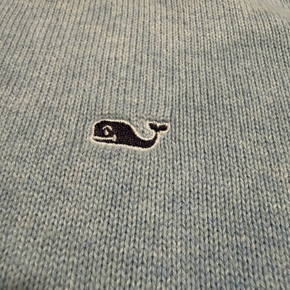 Vineyard Vines Mens XXL Light Blue 100% Cotton Quarter-Zip Pullover Sweater - Picture 2 of 7